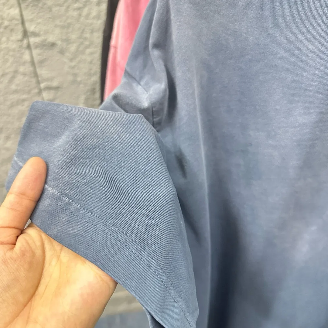 🅿️200 CH Croix Heart 2025 Summer New Style Heavy Acid Washing Gradient Distressing Chest Logo Classic Embroidery Customized Fabric Short Sleeve T-shirt Unisex Size: S M L